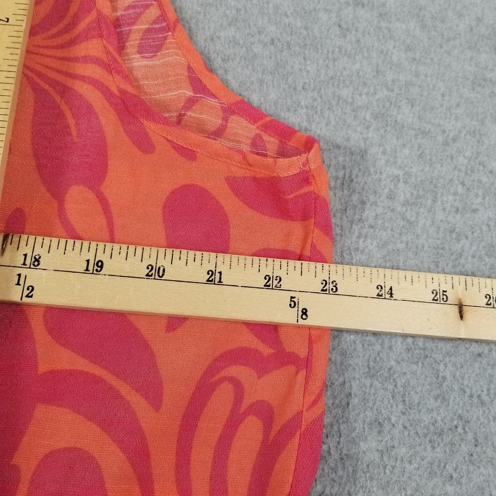 Ashley Stewart Top Womens 14W 16W Orange Pink Floral Sleeveless See Through Thin - Picture 9 of 9